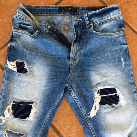 ZARA MAN DESTROYED PATCHES SKINNY JEANS